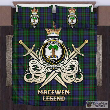 MacEwen Tartan Bedding Set with Clan Crest and the Golden Sword of Courageous Legacy