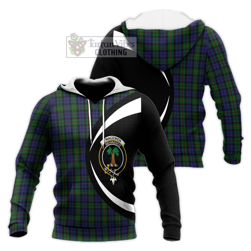 MacEwen Tartan Knitted Hoodie with Family Crest Circle Style Unisex Knitted Pullover Hoodie - Tartan Vibes Clothing