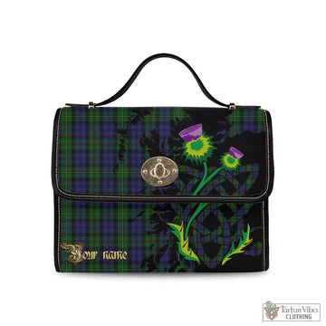 Tartan Vibes Clothing MacEwen Tartan Waterproof Canvas Bag with Scotland Map and Thistle Celtic Accents