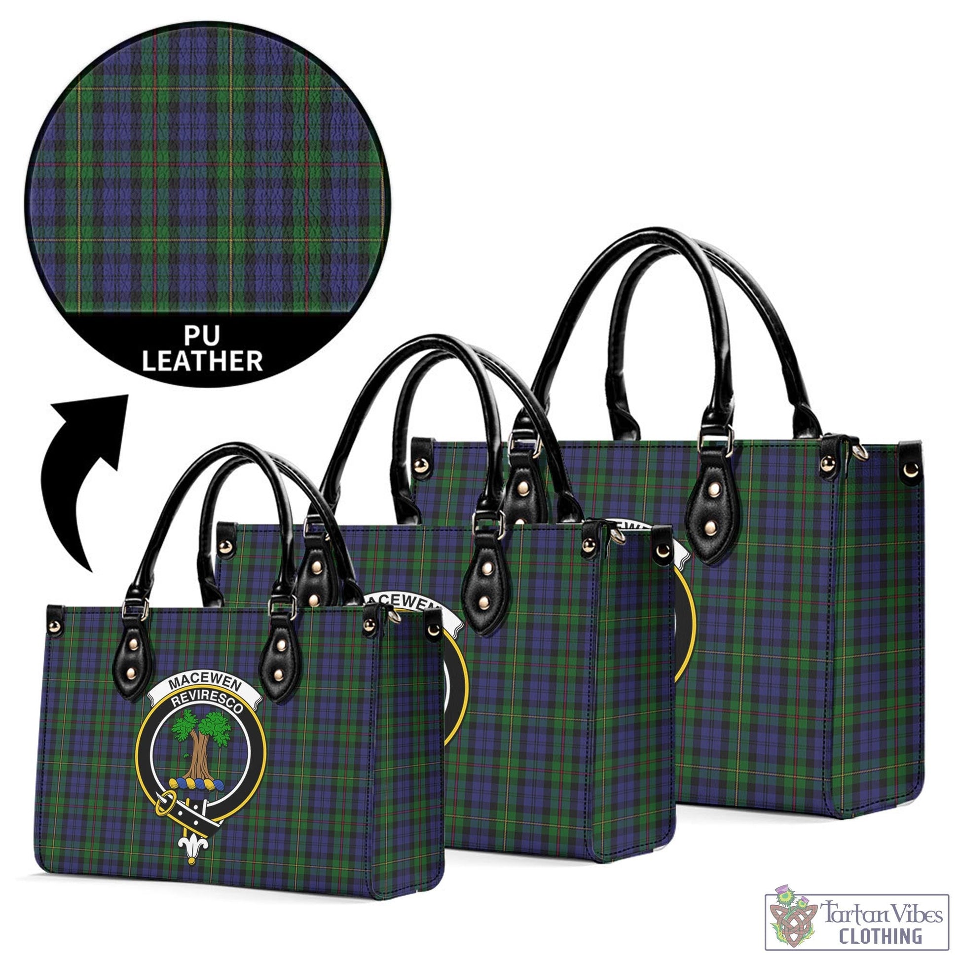MacEwen Tartan Luxury Leather Handbags with Family Crest L - Tartan Vibes Clothing