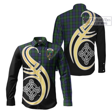 MacEwen Tartan Long Sleeve Button Shirt with Family Crest and Celtic Symbol Style Men's Shirt S - Tartan Vibes Clothing