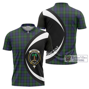 MacEwen Tartan Zipper Polo Shirt with Family Crest Circle Style Unisex - Tartan Vibes Clothing