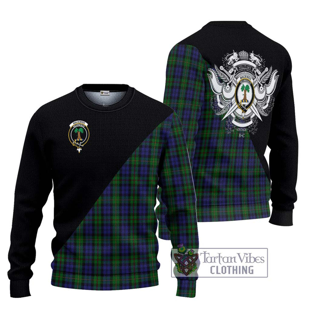 MacEwen Tartan Ugly Sweater with Family Crest and Military Logo Style Unisex - Tartan Vibes Clothing