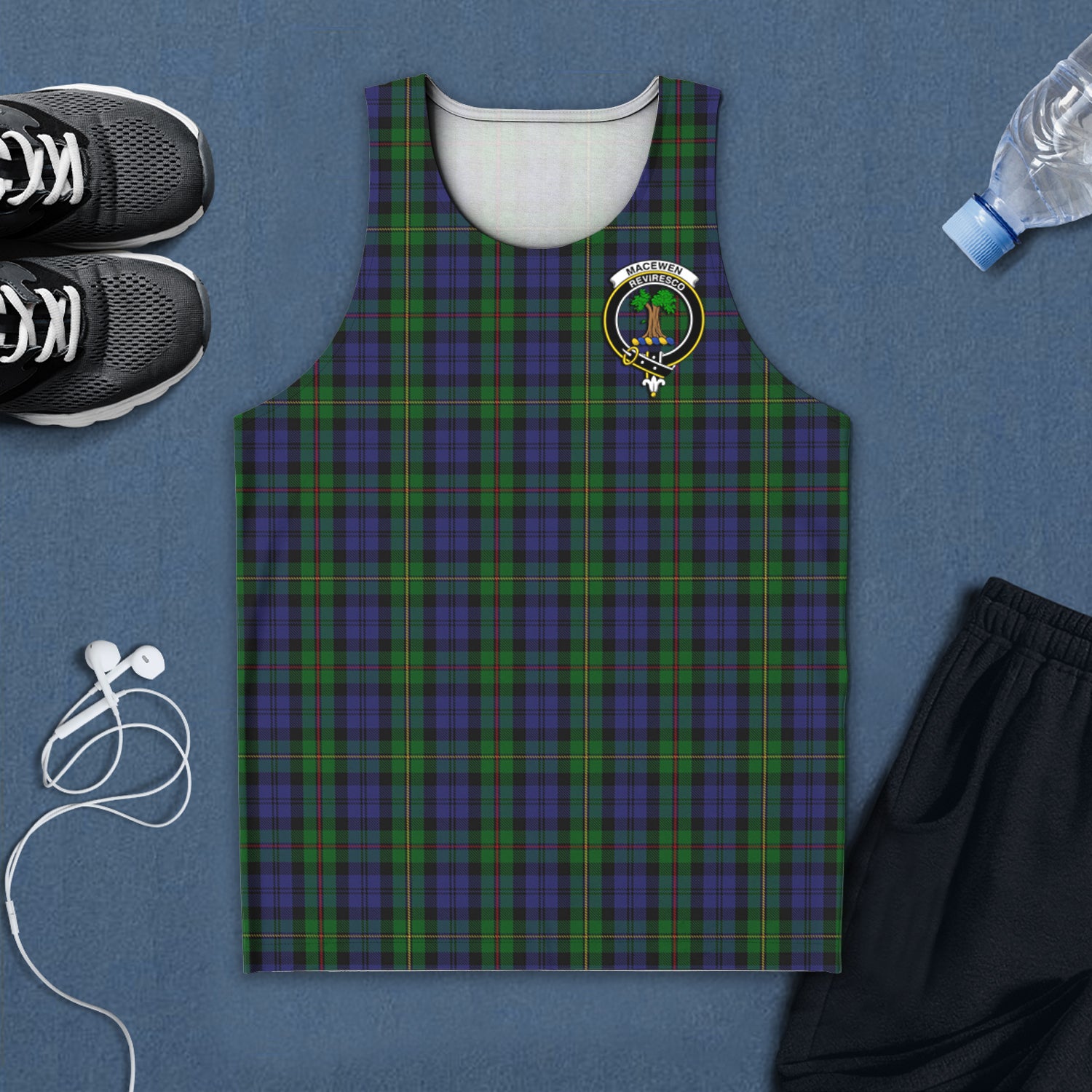 MacEwen Tartan Mens Tank Top with Family Crest 5XL - Tartan Vibes Clothing