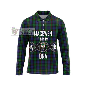 MacEwen Tartan Long Sleeve Polo Shirt with Family Crest DNA In Me Style Unisex - Tartan Vibes Clothing