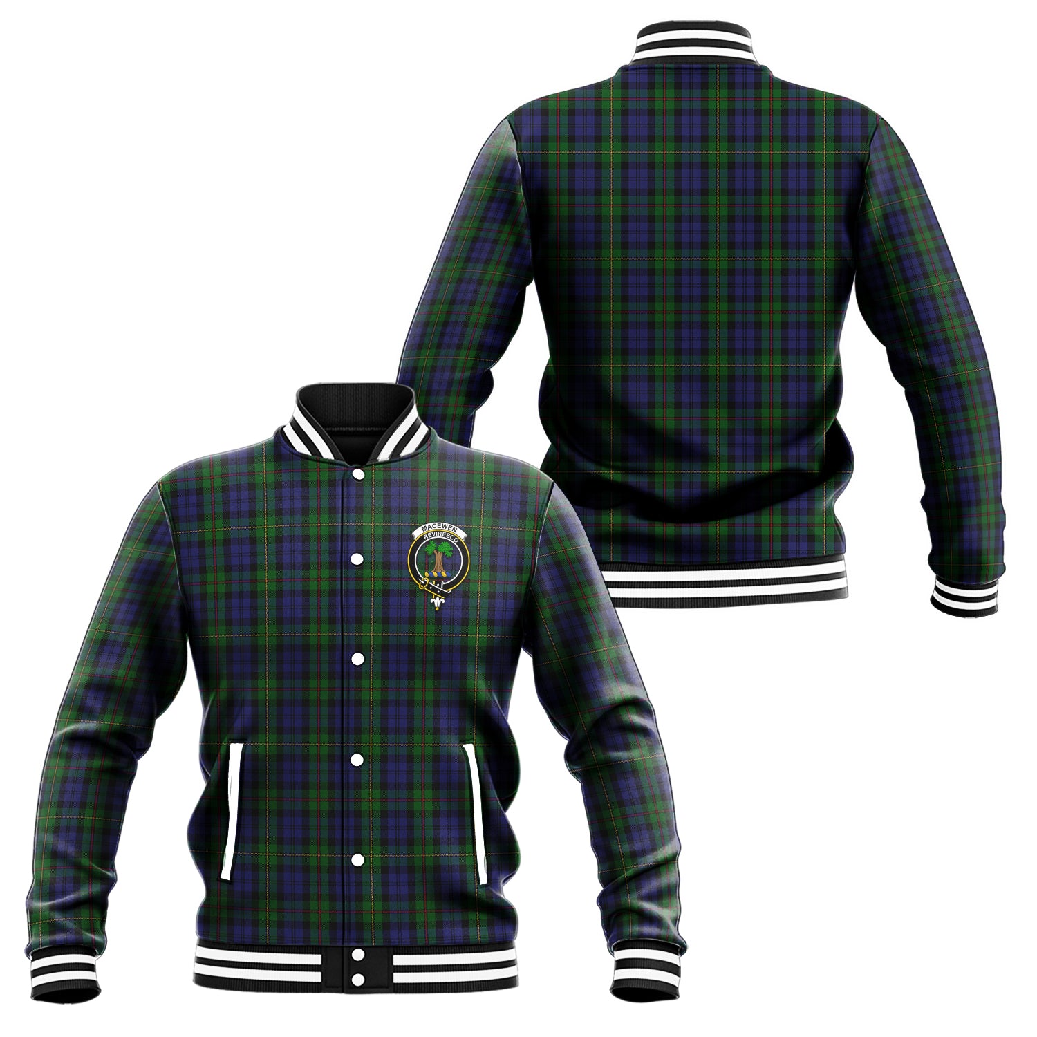 MacEwen Tartan Baseball Jacket with Family Crest Unisex - Tartan Vibes Clothing