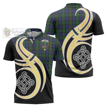 MacEwen Tartan Zipper Polo Shirt with Family Crest and Celtic Symbol Style Unisex - Tartan Vibes Clothing