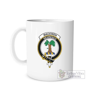 MacEwen Family Crest Ceramic Mug White - 2D-tartanvibesclothing