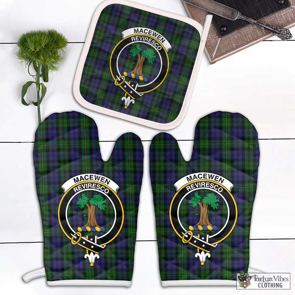 MacEwen Tartan Combo Oven Mitt & Pot-Holder with Family Crest Combo 2 Oven Mitt & 1 Pot-Holder Black - Tartan Vibes Clothing