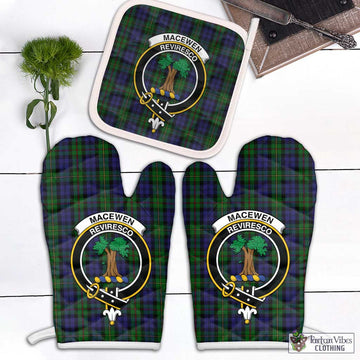 MacEwen Tartan Combo Oven Mitt & Pot-Holder with Family Crest Combo 2 Oven Mitt & 1 Pot-Holder Black - Tartan Vibes Clothing