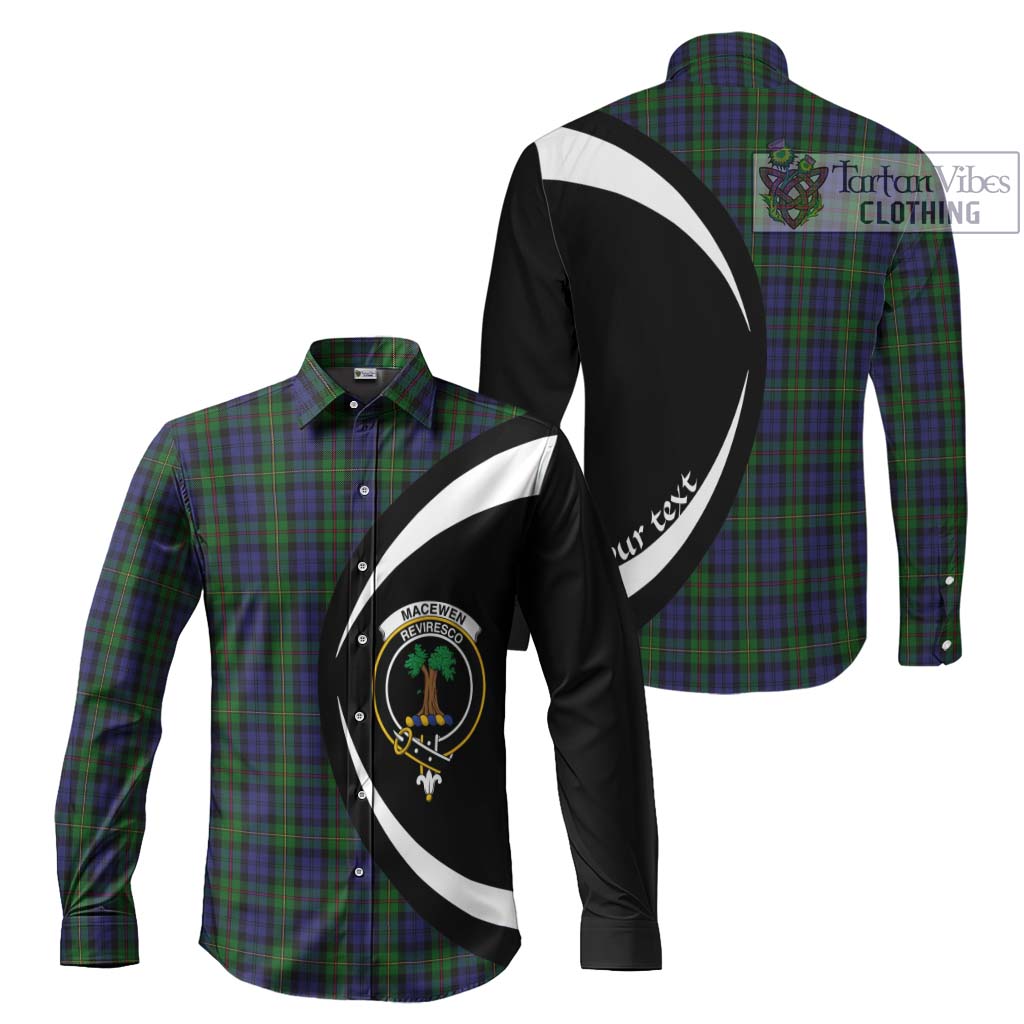 MacEwen Tartan Long Sleeve Button Up with Family Crest Circle Style Men's Shirt S - Tartan Vibes Clothing