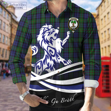 MacEwen Tartan Long Sleeve Button Up Shirt with Alba Gu Brath Regal Lion Emblem Men's Shirt - Tartan Vibes Clothing