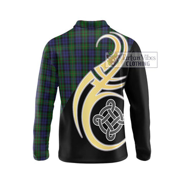 MacEwen Tartan Long Sleeve Polo Shirt with Family Crest and Celtic Symbol Style - Tartan Vibes Clothing