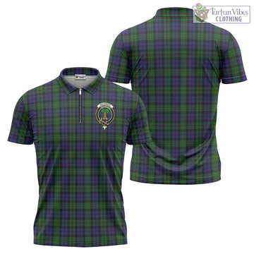 MacEwen Tartan Zipper Polo Shirt with Family Crest - Tartan Vibes Clothing