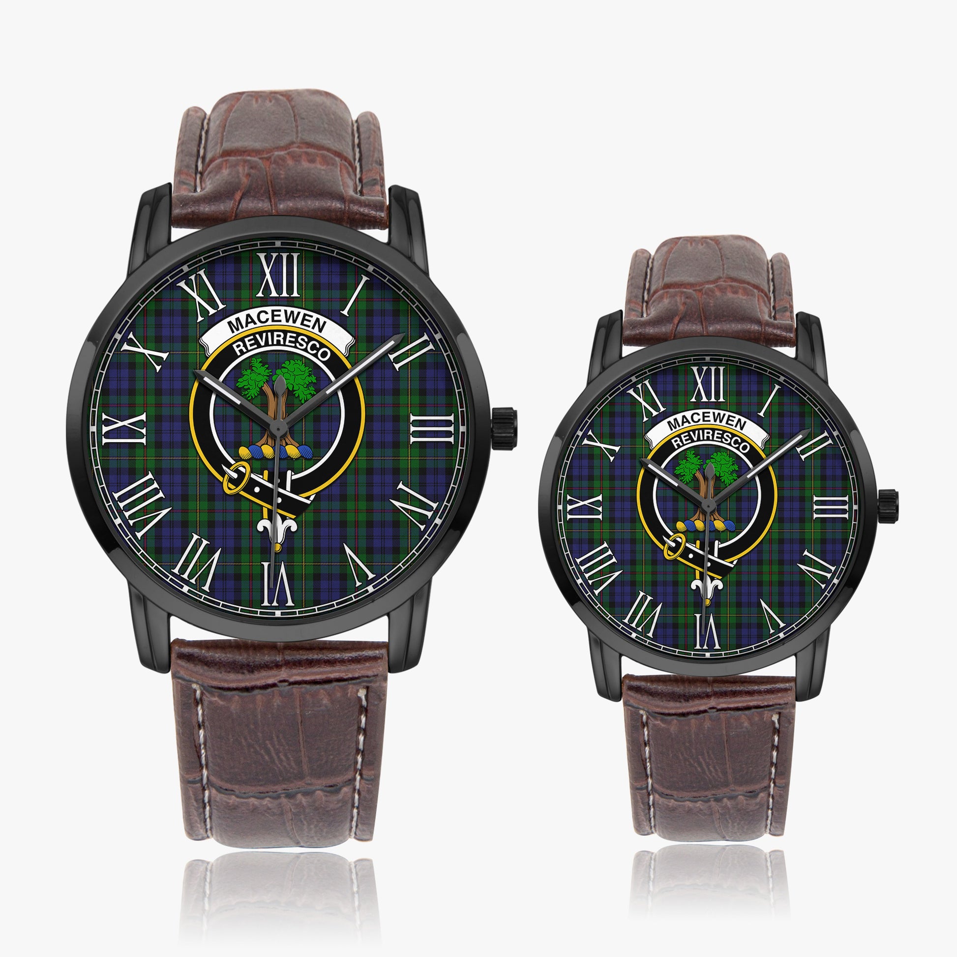 MacEwen Tartan Family Crest Leather Strap Quartz Watch - Tartan Vibes Clothing