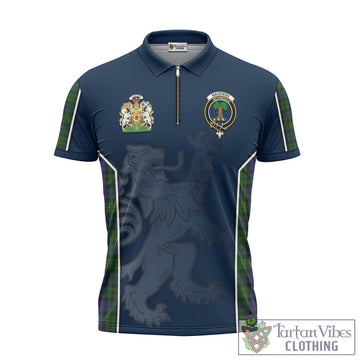 MacEwen Tartan Zipper Polo Shirt with Family Crest and Lion Rampant Vibes Sport Style - Tartan Vibes Clothing