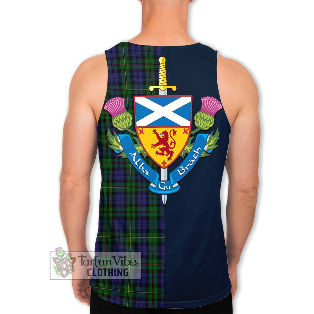 Tartan Vibes Clothing MacEwen Tartan Men's Tank Top with Scottish Lion Royal Arm Half Style