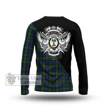 MacEwen Tartan Long Sleeve T-Shirt with Family Crest and Military Logo Style - Tartan Vibes Clothing