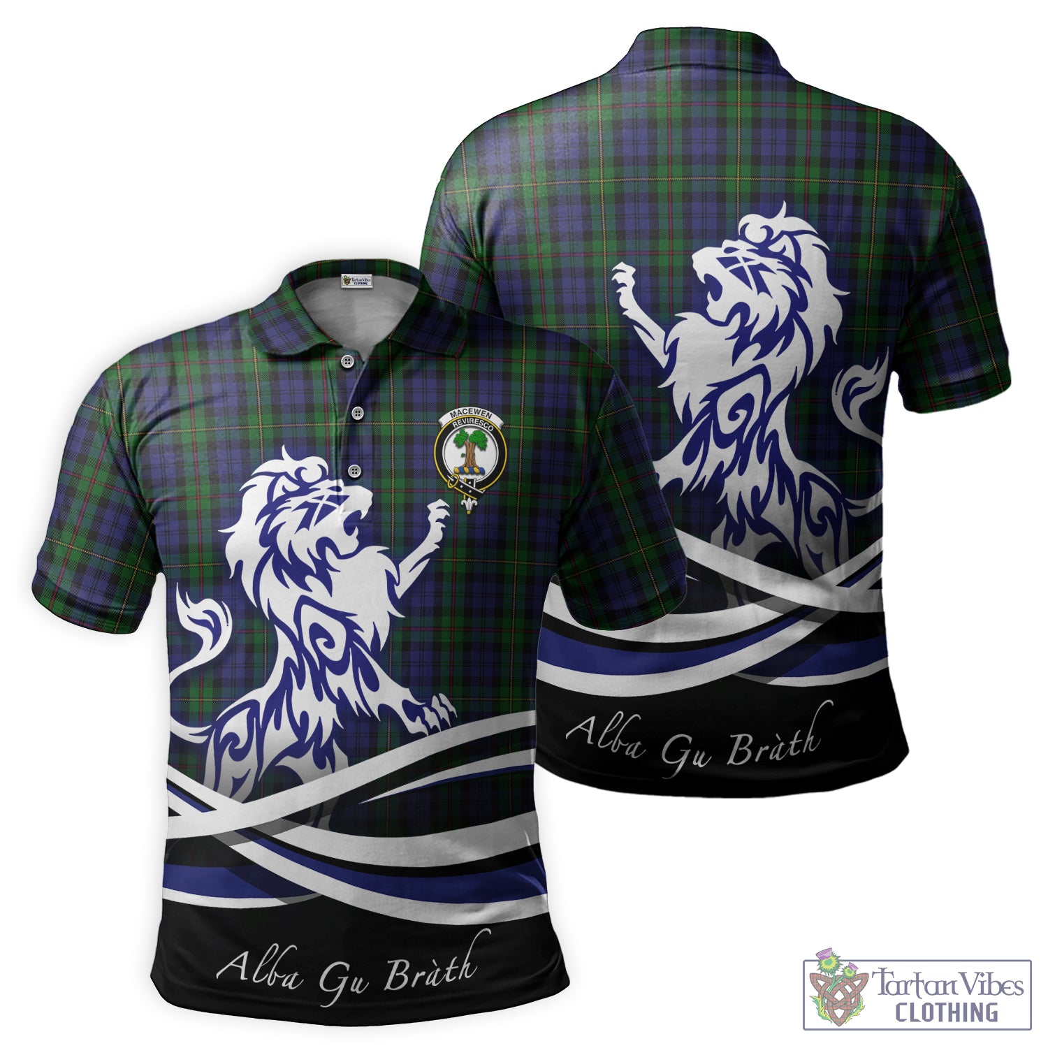 MacEwen Tartan Polo Shirt with Alba Gu Brath Regal Lion Emblem - Tartan Vibes Clothing