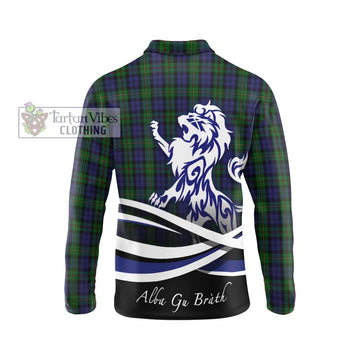 MacEwen Tartan Long Sleeve Polo Shirt with Alba Gu Brath Regal Lion Emblem - Tartan Vibes Clothing