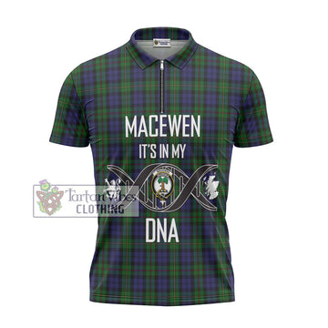 MacEwen Tartan Zipper Polo Shirt with Family Crest DNA In Me Style - Tartan Vibes Clothing