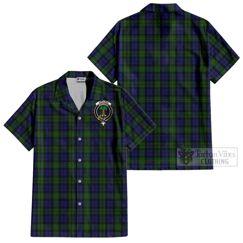MacEwen Tartan Cotton Hawaiian Shirt with Family Crest - Tartan Vibes Clothing