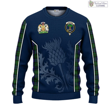MacEwen Tartan Knitted Sweatshirt with Family Crest and Scottish Thistle Vibes Sport Style - Tartan Vibes Clothing