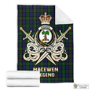 MacEwen Tartan Blanket with Clan Crest and the Golden Sword of Courageous Legacy - Tartan Vibes Clothing