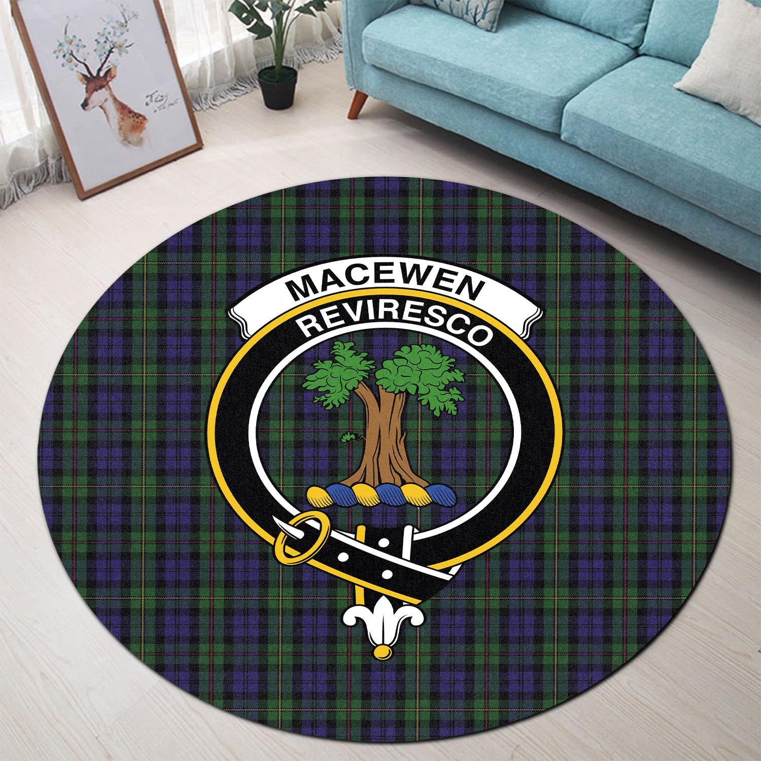 MacEwen Tartan Round Rug with Family Crest - Tartan Vibes Clothing