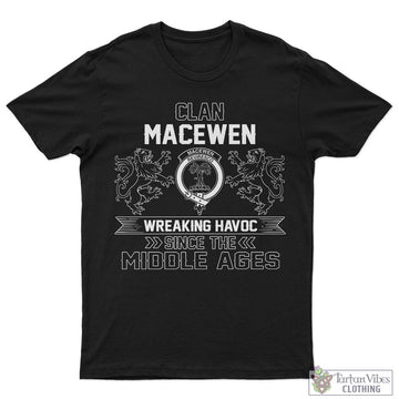 MacEwen Family Crest 2D Cotton Men's T-Shirt Wreaking Havoc Style 5XL - 2D-tartanvibesclothing