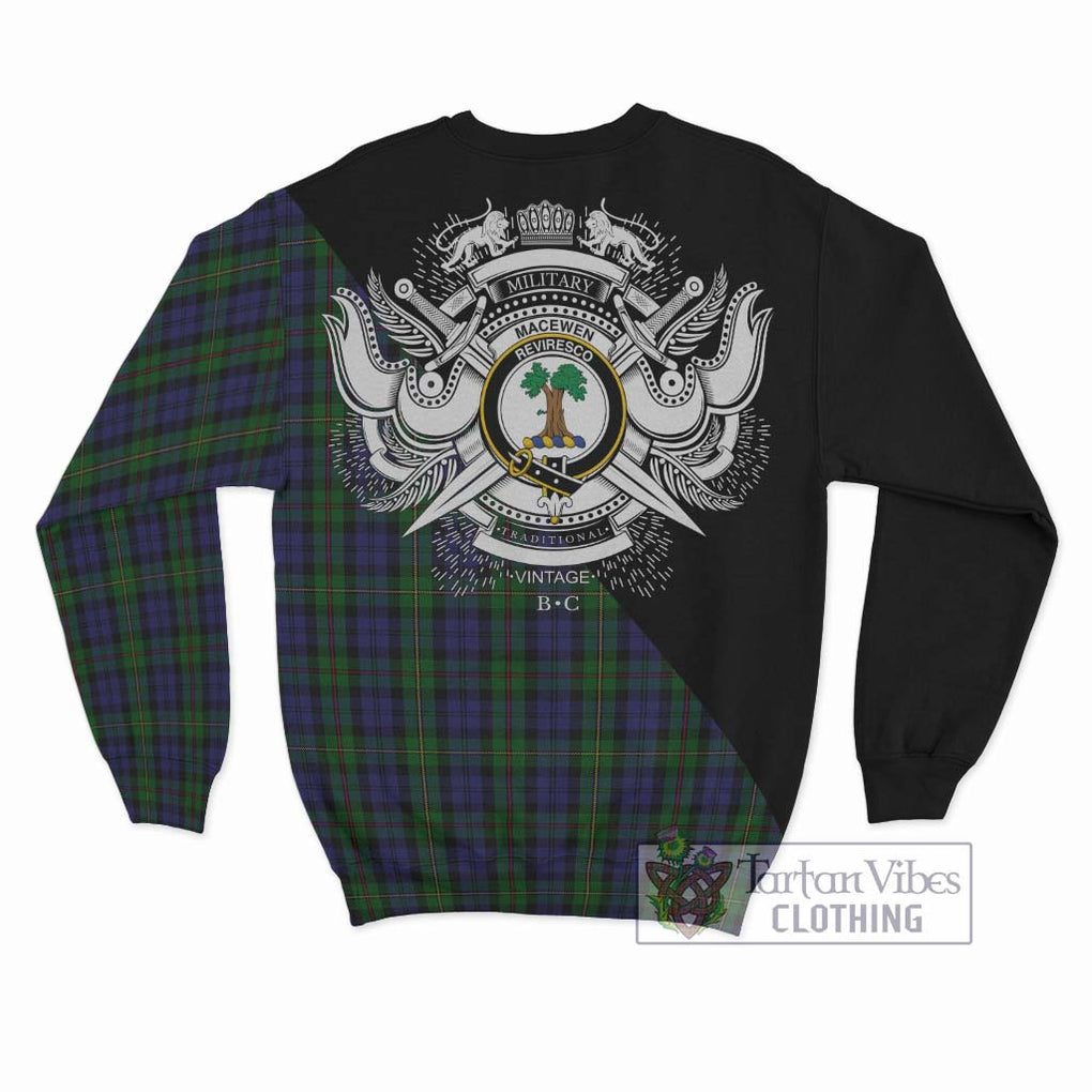 MacEwen Tartan Sweatshirt with Family Crest and Military Logo Style - Tartan Vibes Clothing