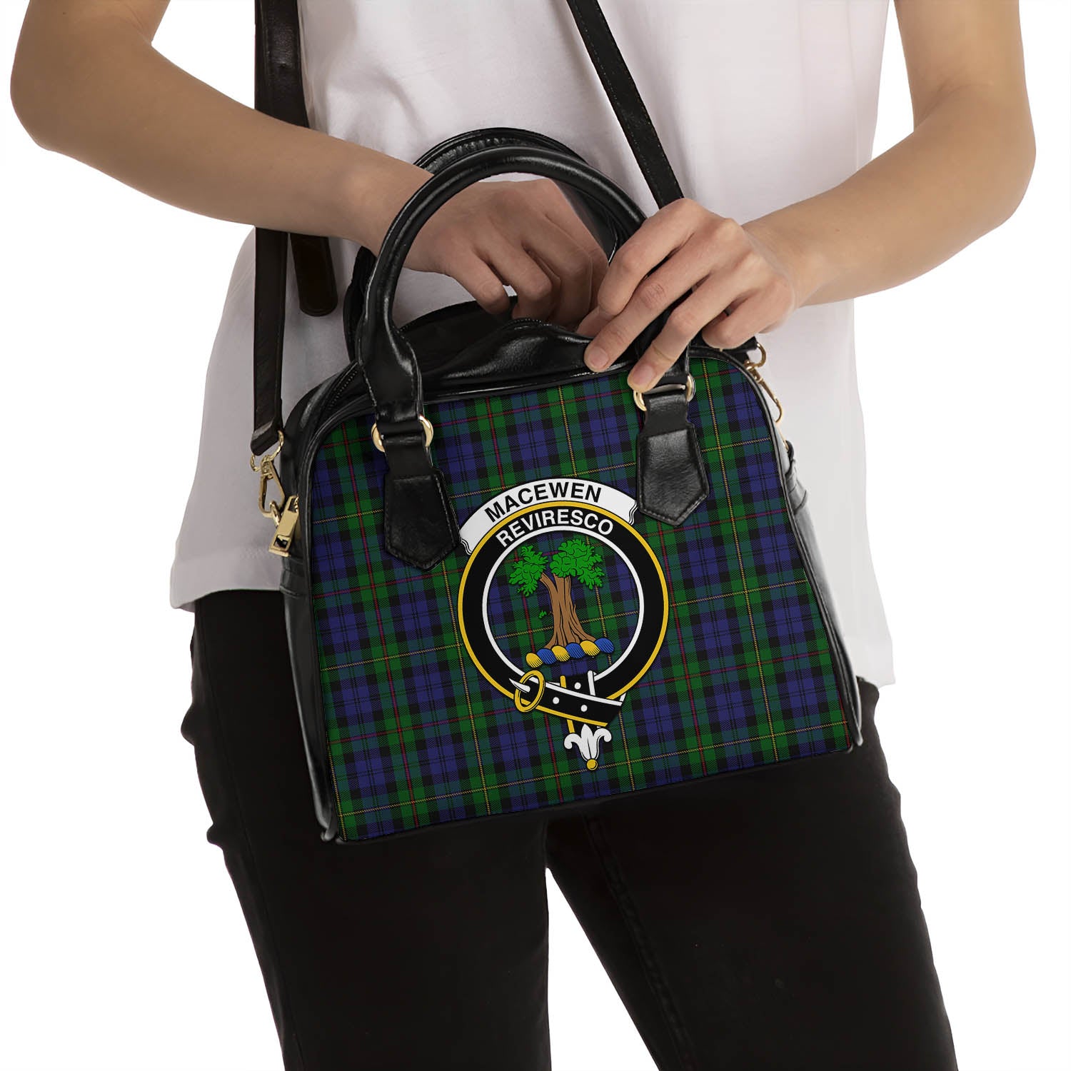 MacEwen Tartan Shoulder Handbags with Family Crest - Tartan Vibes Clothing