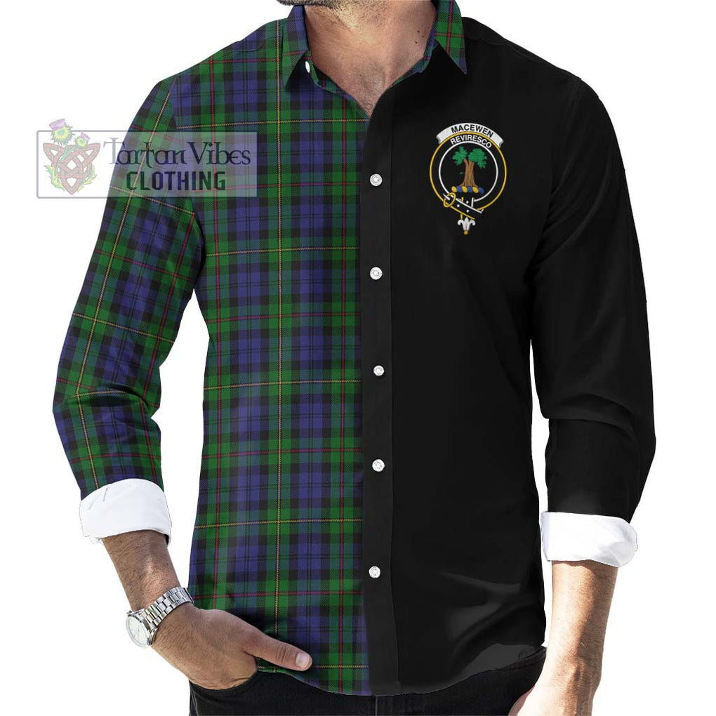 MacEwen Tartan Long Sleeve Button Shirt with Family Crest and Half Of Me Style - Tartanvibesclothing Shop
