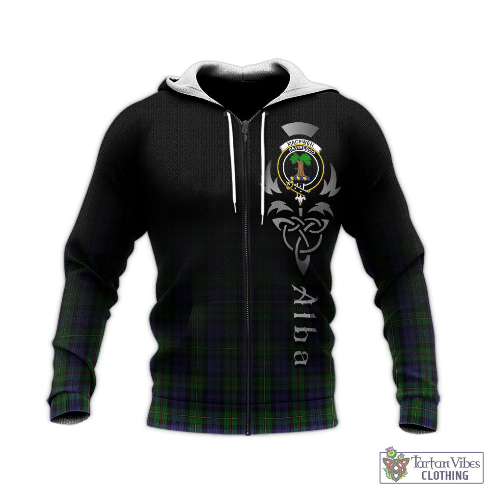 MacEwen Tartan Knitted Hoodie Featuring Alba Gu Brath Family Crest Celtic Inspired - Tartan Vibes Clothing