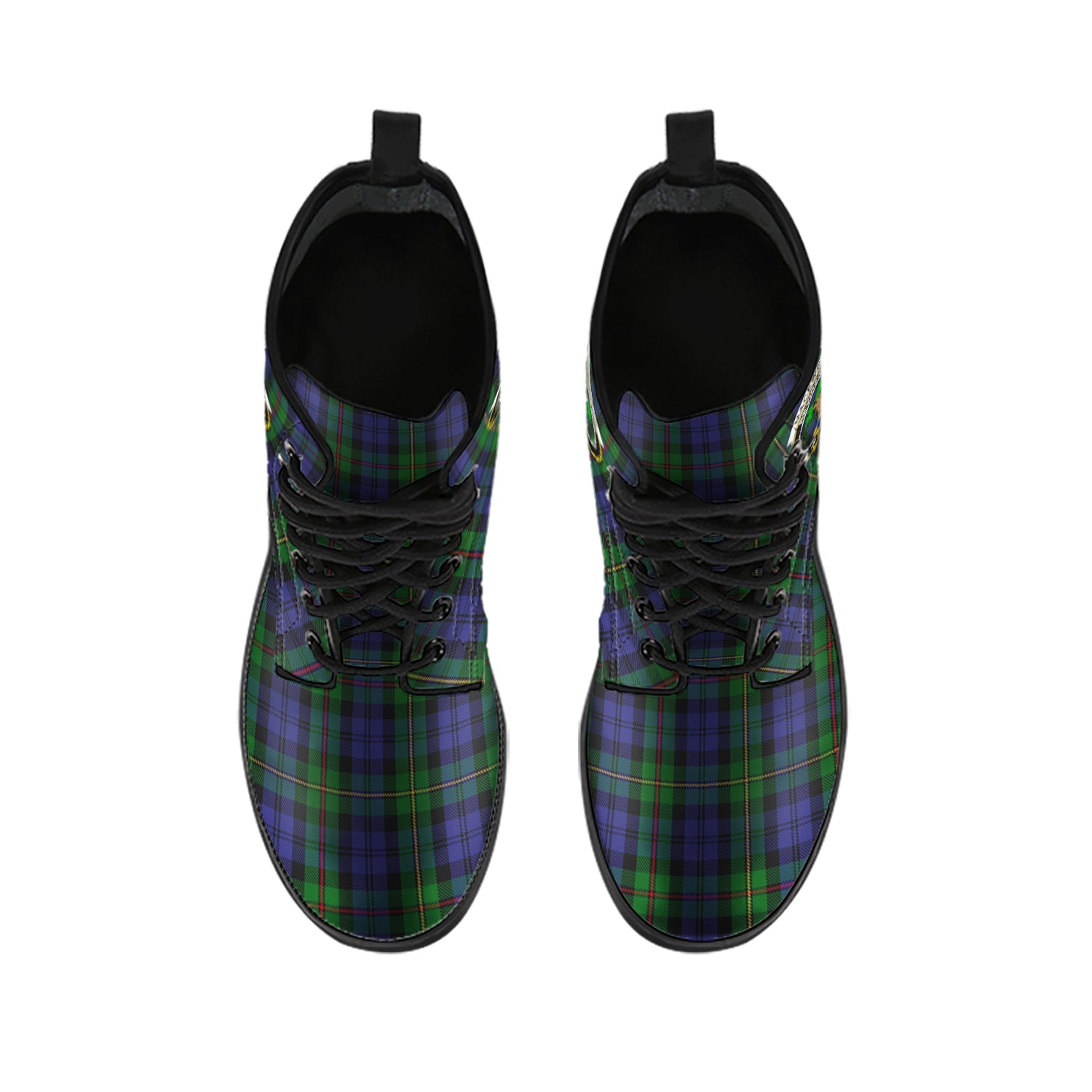 MacEwen Tartan Leather Boots with Family Crest - Tartan Vibes Clothing