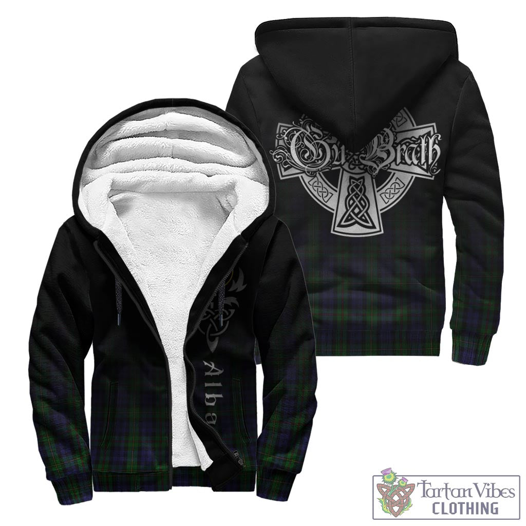 Tartan Vibes Clothing MacEwen Tartan Sherpa Hoodie Featuring Alba Gu Brath Family Crest Celtic Inspired