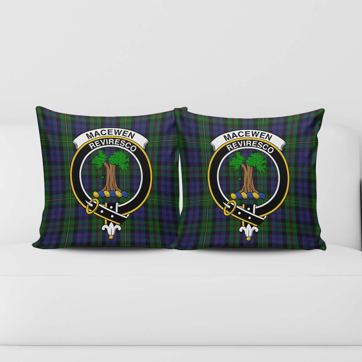 MacEwen Tartan Pillow Cover with Family Crest - Tartan Vibes Clothing