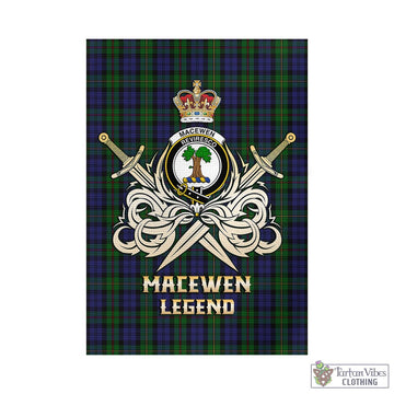 MacEwen Tartan Garden Flag with Clan Crest and the Golden Sword of Courageous Legacy - Tartan Vibes Clothing