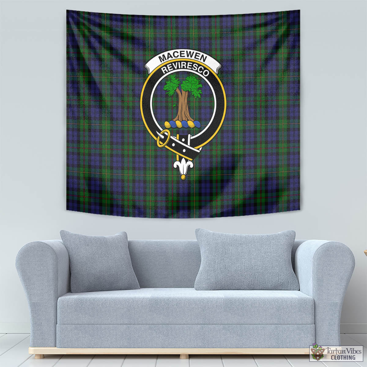 MacEwen Tartan Tapestry Wall Hanging and Home Decor for Room with Family Crest - Tartan Vibes Clothing