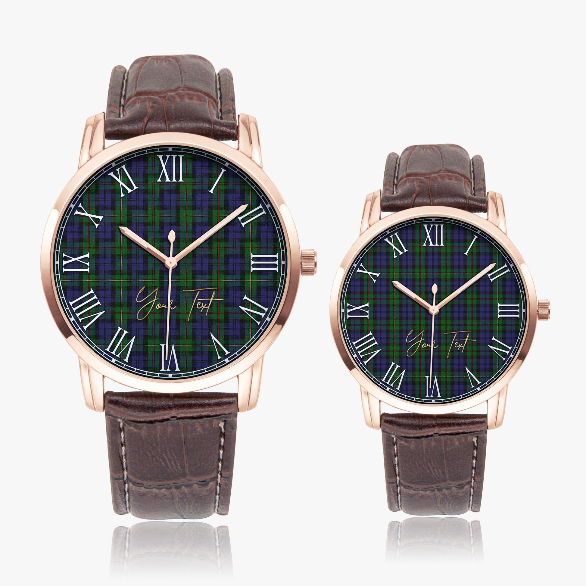 MacEwen Tartan Personalized Your Text Leather Trap Quartz Watch - Tartan Vibes Clothing