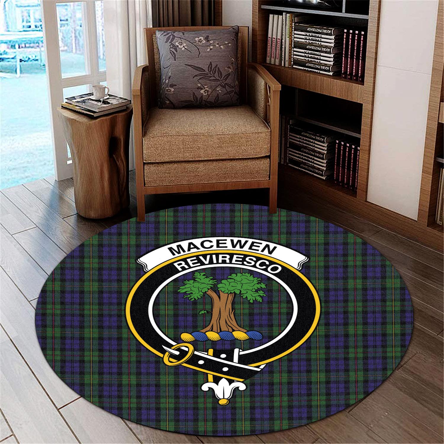 MacEwen Tartan Round Rug with Family Crest - Tartan Vibes Clothing