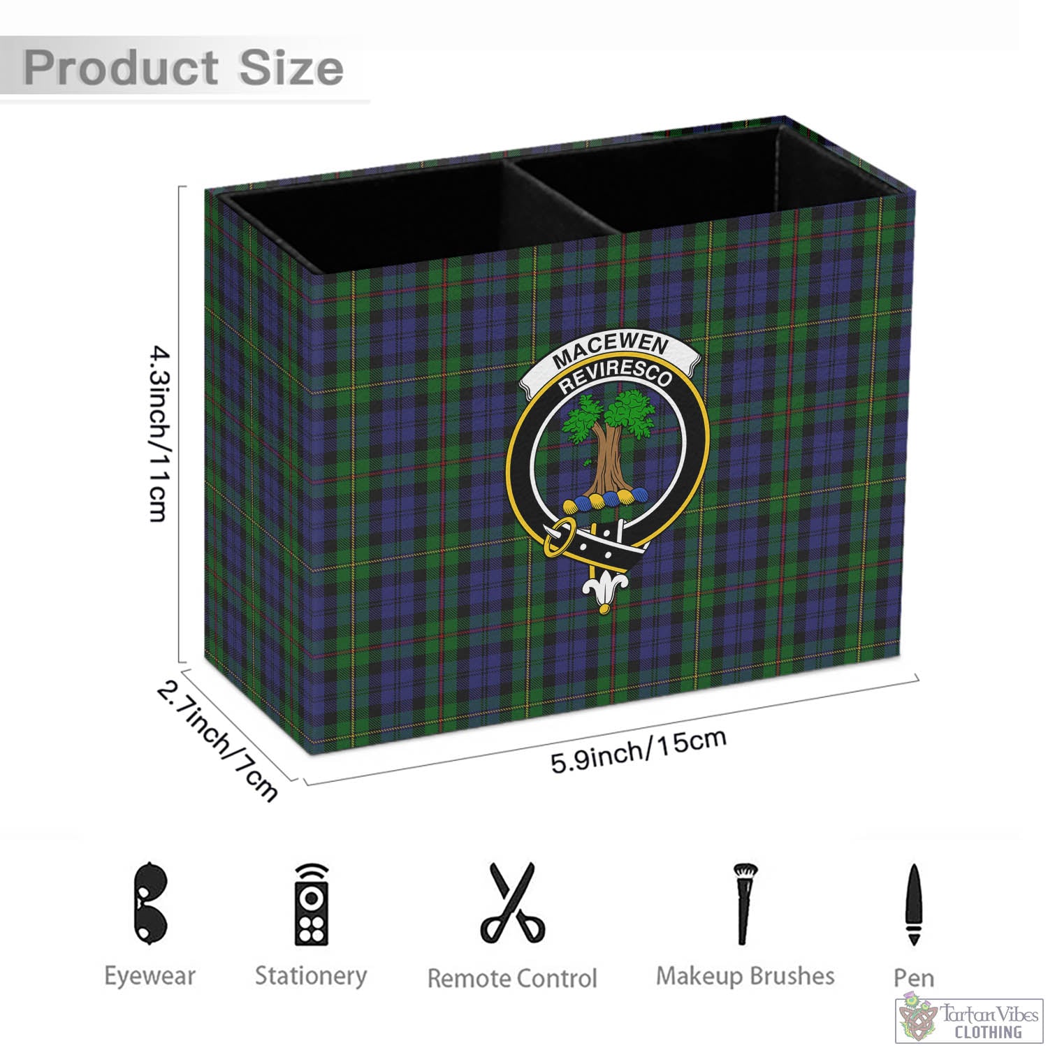 MacEwen Tartan Pen Holder with Family Crest - Tartan Vibes Clothing