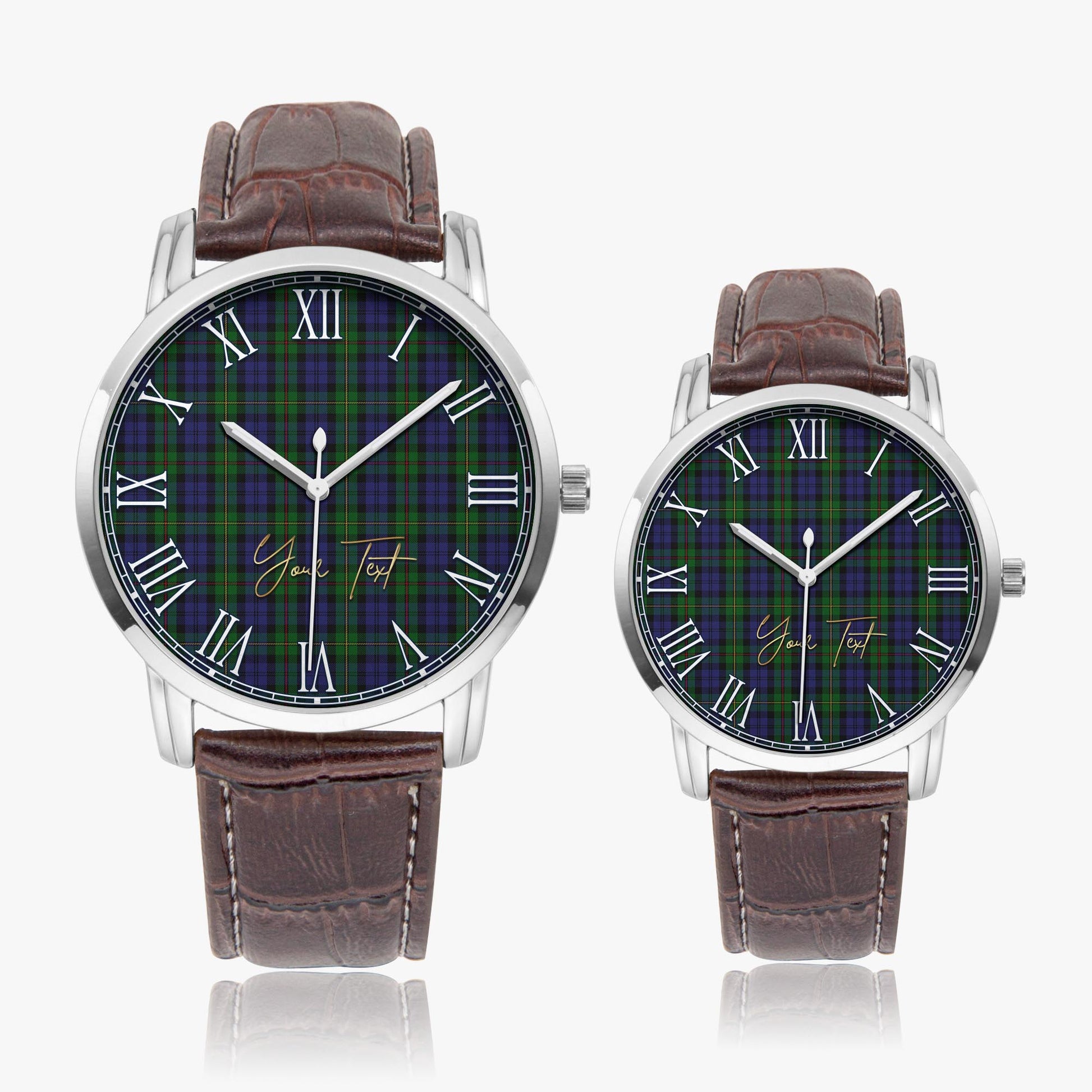 MacEwen Tartan Personalized Your Text Leather Trap Quartz Watch - Tartan Vibes Clothing