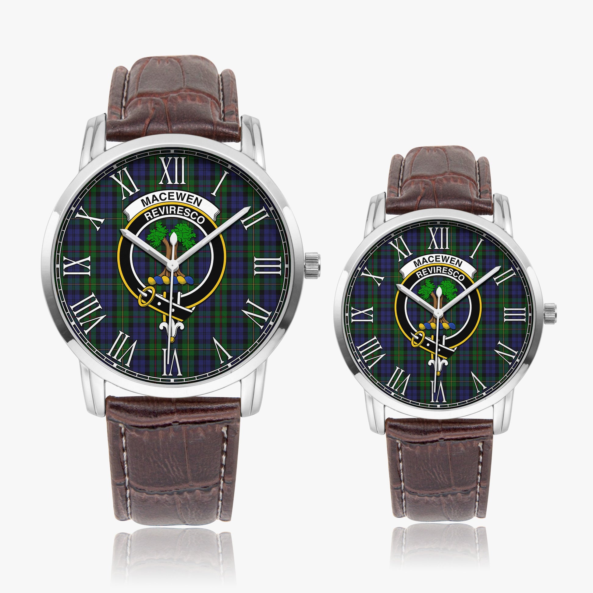 MacEwen Tartan Family Crest Leather Strap Quartz Watch - Tartan Vibes Clothing