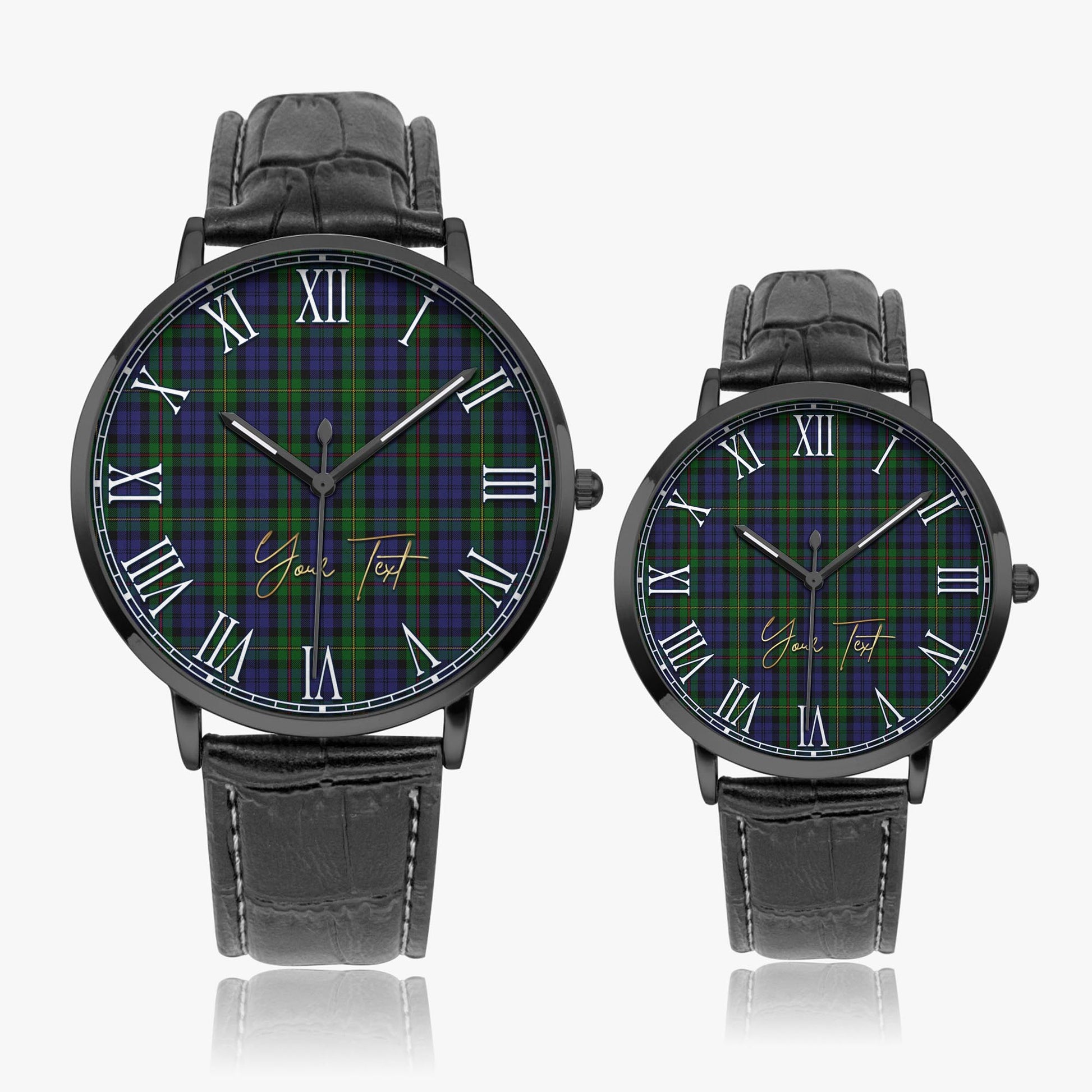 MacEwen Tartan Personalized Your Text Leather Trap Quartz Watch - Tartan Vibes Clothing
