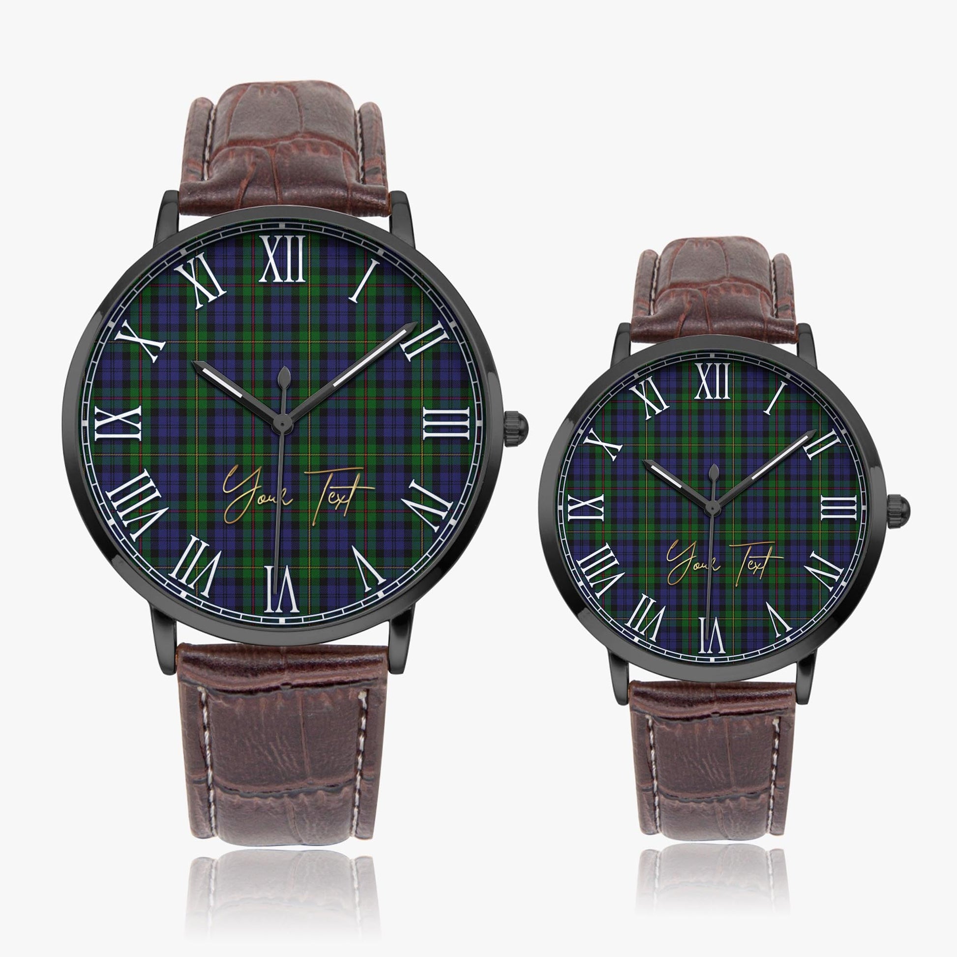 MacEwen Tartan Personalized Your Text Leather Trap Quartz Watch - Tartan Vibes Clothing