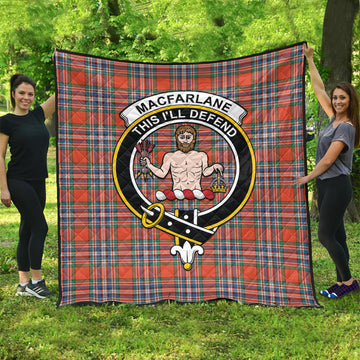 MacFarlane Ancient Tartan Quilt with Family Crest