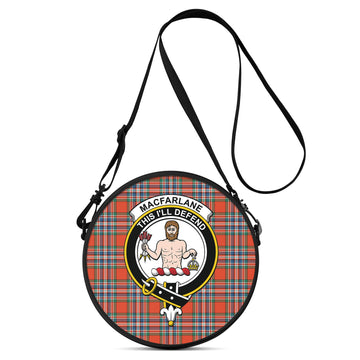 MacFarlane Ancient Tartan Round Satchel Bags with Family Crest