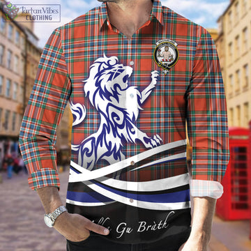 MacFarlane Ancient Tartan Long Sleeve Button Up Shirt with Alba Gu Brath Regal Lion Emblem