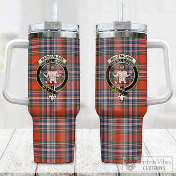 MacFarlane Ancient Tartan and Family Crest Tumbler with Handle